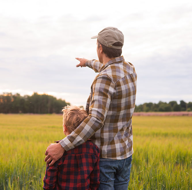 father-son-pointing father son