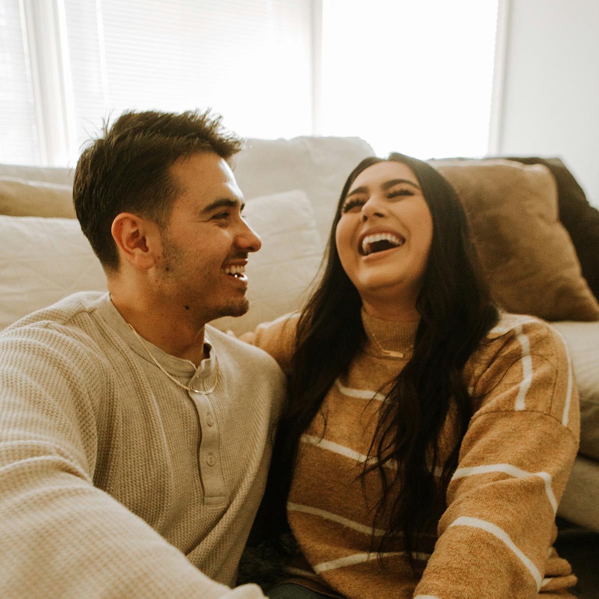 young couple laughing